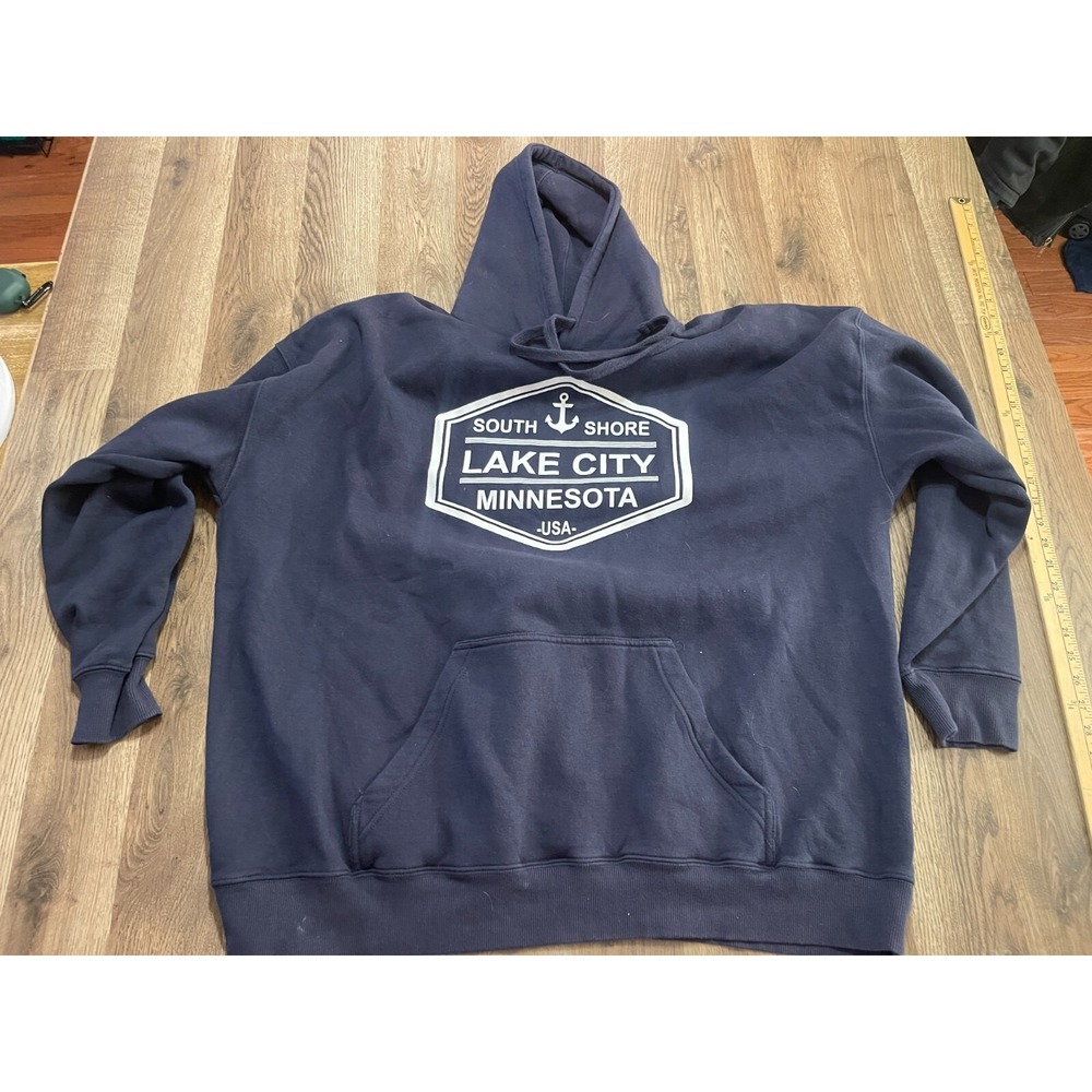 A4 Hoodie, Mens Size 3XL, Blue White, Shouth Shore Lake City Minnesota, Pullover